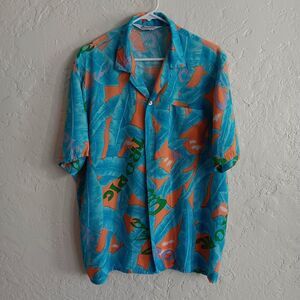 Tropically Yours vintage mens shirt Sz L button front short sleeve Hawaiian y2k
